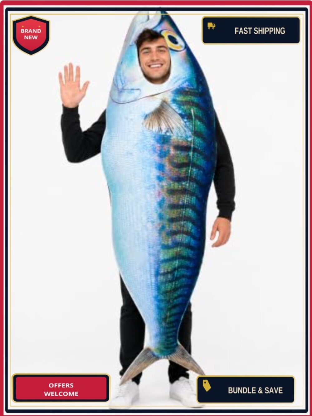 Adult Fish Costume Polyester Halloween Sea Animal Ocean Outfit